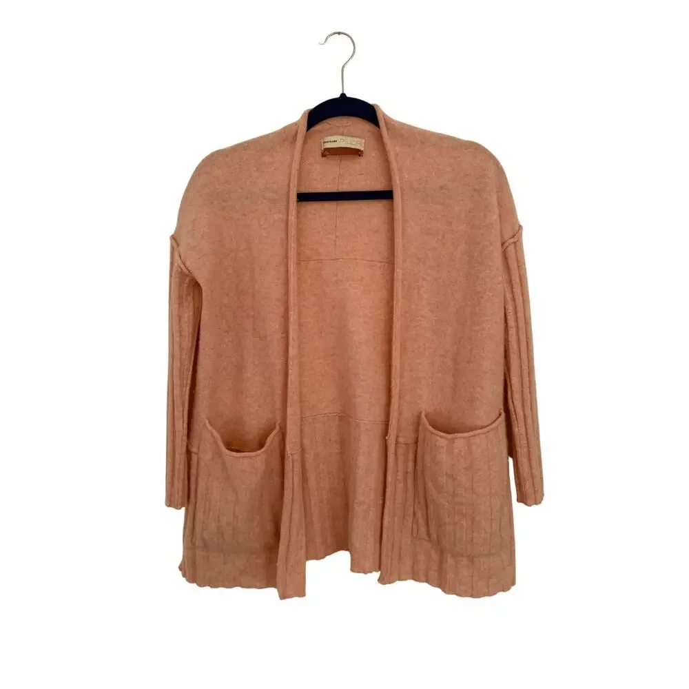 Anthropologie Pilcro Mafalda Cashmere Cardigan Pink XS Open Front Pocket Sweater